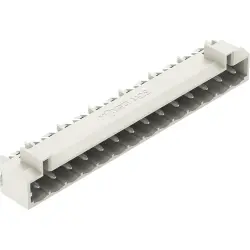 Pin header, 14 pole, pitch 5 mm, angled, light gray, 721-444/001-000