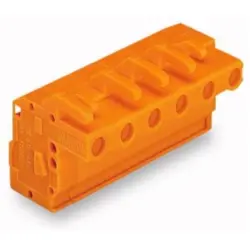Socket header, 5 pole, pitch 7.62 mm, angled, orange, 732-125/026-000