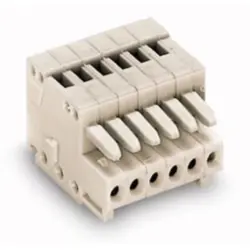 Socket header, 7 pole, pitch 2.5 mm, angled, light gray, 733-107