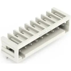 Pin header, 9 pole, pitch 3.5 mm, angled, light gray, 734-169