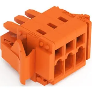 Socket header, 3 pole, pitch 3.81 mm, angled, orange, 734-203/037-000 - 1
