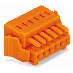 Socket header, 4 pole, pitch 3.81 mm, angled, orange, 734-204/037-000