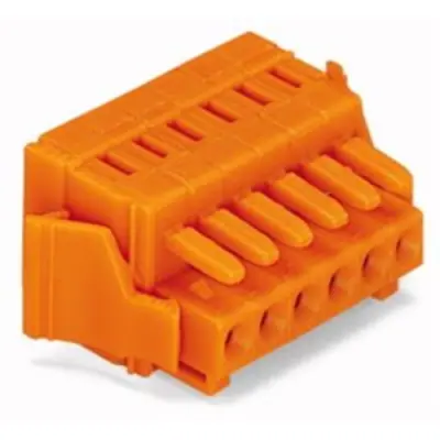 Socket header, 4 pole, pitch 3.81 mm, angled, orange, 734-204/037-000 - 1