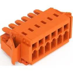 Socket header, 6 pole, pitch 3.81 mm, angled, orange, 734-206/037-000