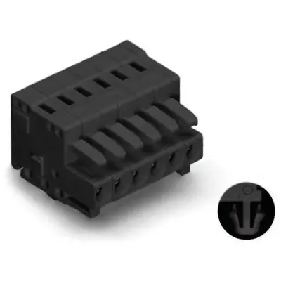 Socket header, 8 pole, pitch 3.81 mm, angled, orange, 734-208/008-000 - 1