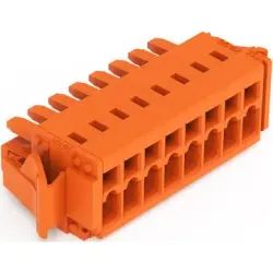Socket header, 8 pole, pitch 3.81 mm, angled, orange, 734-208/037-000