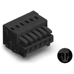 Socket header, 10 pole, pitch 3.81 mm, angled, orange, 734-210/008-000