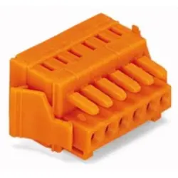 Socket header, 14 pole, pitch 3.81 mm, angled, orange, 734-214/037-000