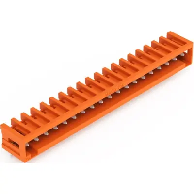 Pin header, 19 pole, pitch 3.81 mm, angled, orange, 734-279 - 1