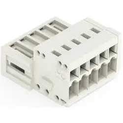 Pin header, 5 pole, pitch 3.5 mm, angled, light gray, 734-305
