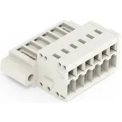 Pin header, 6 pole, pitch 3.5 mm, angled, light gray, 734-306/109-000