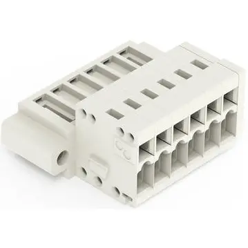 Pin header, 6 pole, pitch 3.5 mm, angled, light gray, 734-306/109-000 - 1