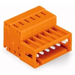Pin header, 2 pole, pitch 3.81 mm, angled, orange, 734-332