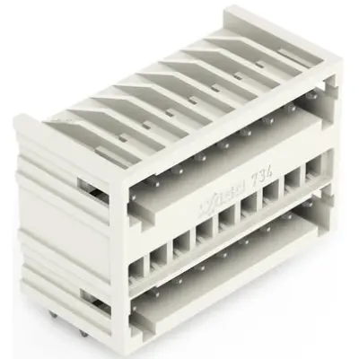 Pin header, 8 pole, pitch 3.5 mm, angled, light gray, 734-409 - 1