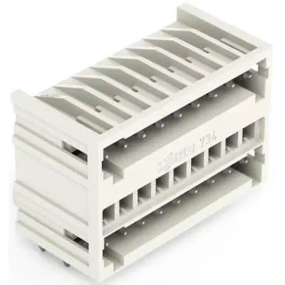 Pin header, 9 pole, pitch 3.5 mm, angled, light gray, 734-409/001-000 - 1