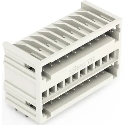Pin header, 10 pole, pitch 3.5 mm, angled, light gray, 734-410/001-000 - 1