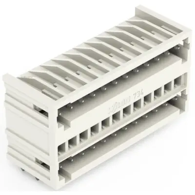 Pin header, 12 pole, pitch 3.5 mm, angled, light gray, 734-412 - 1