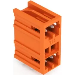 Pin header, 2 pole, pitch 3.81 mm, angled, orange, 734-432