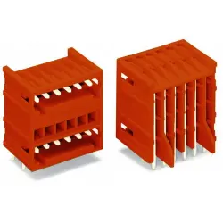 Pin header, 2 pole, pitch 3.81 mm, angled, orange, 734-432/001-000