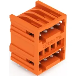 Pin header, 4 pole, pitch 3.81 mm, angled, orange, 734-434/001-000