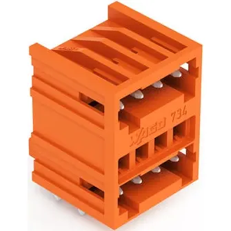 Pin header, 4 pole, pitch 3.81 mm, angled, orange, 734-434/001-000 - 1