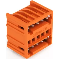Pin header, 5 pole, pitch 3.81 mm, angled, orange, 734-435