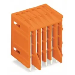 Pin header, 9 pole, pitch 3.81 mm, angled, orange, 734-439/001-000
