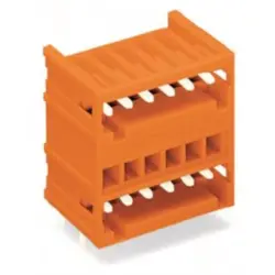 Pin header, 10 pole, pitch 3.81 mm, angled, orange, 734-440