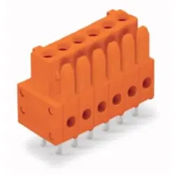 Socket header, 4 pole, pitch 3.81 mm, straight, orange, 734-504