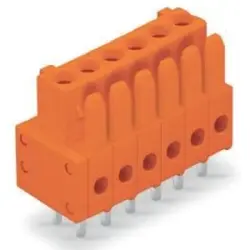 Socket header, 9 pole, pitch 3.81 mm, straight, orange, 734-509