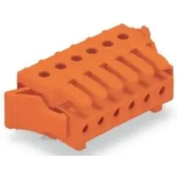 Socket header, 9 pole, pitch 3.81 mm, angled, orange, 734-569/037-000
