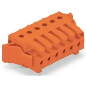 Socket header, 9 pole, pitch 3.81 mm, angled, orange, 734-569/037-000 - 1