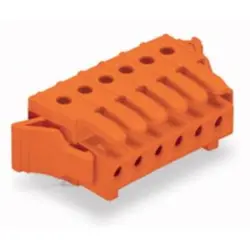 Socket header, 16 pole, pitch 3.81 mm, angled, orange, 734-576/037-000