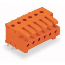 Socket header, 20 pole, pitch 3.81 mm, angled, orange, 734-580