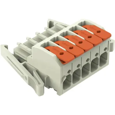 1-wire female connector, 5 pole, pitch 7.62 mm, light gray, 831-1105/037-000 - 1