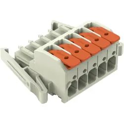 1-wire female connector, 5 pole, pitch 7.62 mm, light gray, 831-1105/037-000