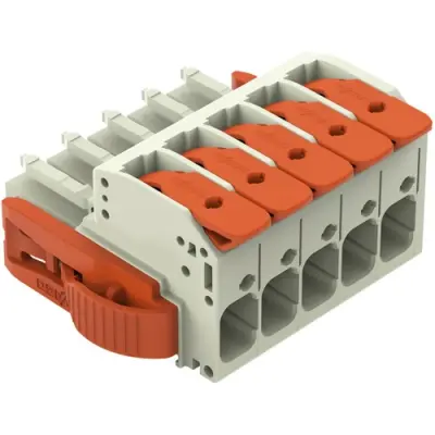 1-wire female connector, 5 pole, pitch 7.62 mm, light gray, 831-1105/038-000 - 1