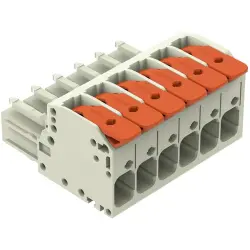 1-wire female connector, 6 pole, pitch 7.62 mm, light gray, 831-1106/322-000