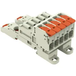 1-wire pin header, 5 pole, pitch 7.62 mm, light gray, 831-1205/306-000