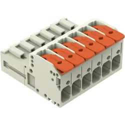 1-wire pin header, 6 pole, pitch 7.62 mm, light gray, 831-1206