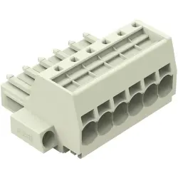1-wire female connector, 6 pole, pitch 7.62 mm, light gray, 831-3106/107-000
