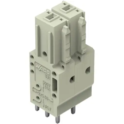 Socket header, 2 pole, pitch 7.62 mm, straight, light gray, 831-3502 - 1