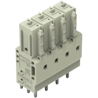 Socket header, 4 pole, pitch 7.62 mm, straight, light gray, 831-3504 - 1
