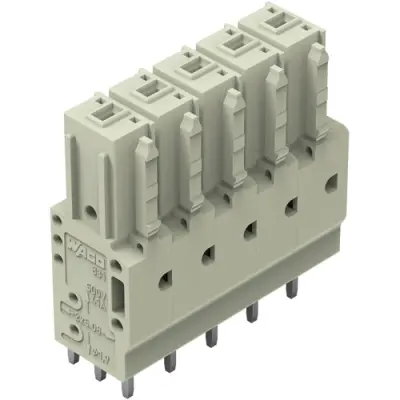 Socket header, 5 pole, pitch 7.62 mm, straight, light gray, 831-3505 - 1