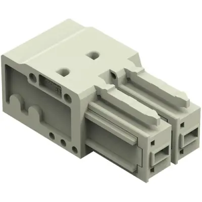 Socket header, 2 pole, pitch 7.62 mm, angled, light gray, 831-3522 - 1