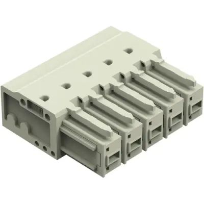 Socket header, 5 pole, pitch 7.62 mm, angled, light gray, 831-3525 - 1