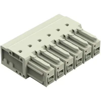Socket header, 6 pole, pitch 7.62 mm, angled, light gray, 831-3526 - 1