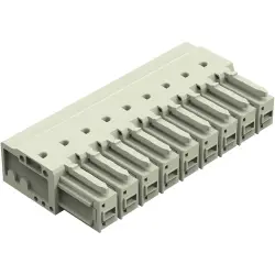 Socket header, 9 pole, pitch 7.62 mm, angled, light gray, 831-3529