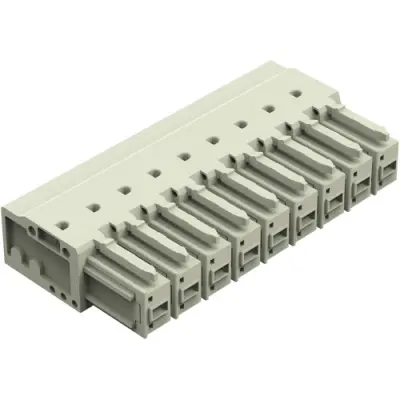 Socket header, 9 pole, pitch 7.62 mm, angled, light gray, 831-3529 - 1