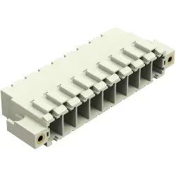 Pin header, 9 pole, pitch 7.62 mm, angled, light gray, 831-3629/108-000